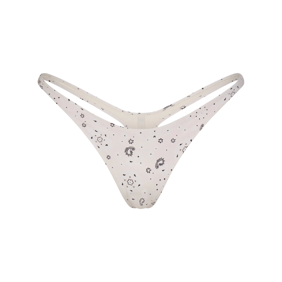 SIGNATURE SWIM THONG BIKINI BOTTOM | ECRU BANDANA PRINT