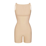 SKIMS BODY CORE SCULPT BACK SMOOTHING OPEN BUST MID THIGH BODYSUIT | SAND