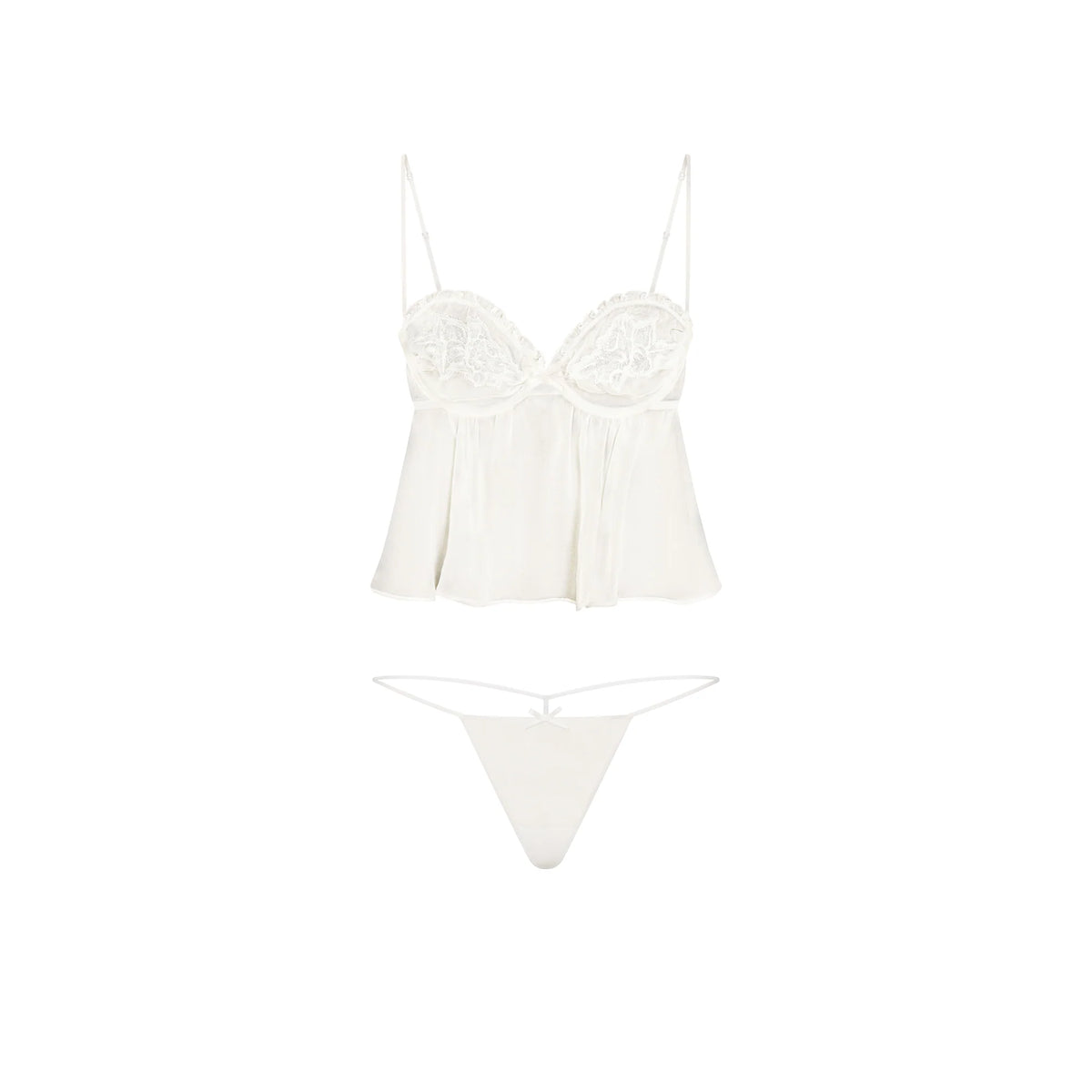 SKIMS ROMANCE BABYDOLL TOP AND STRING THONG SET | IVORY
