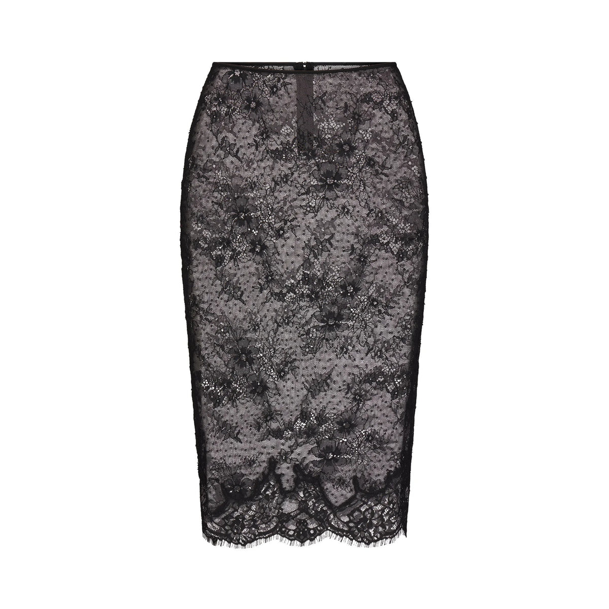ULTRA FINE LACE MIDI SKIRT | OBSIDIAN