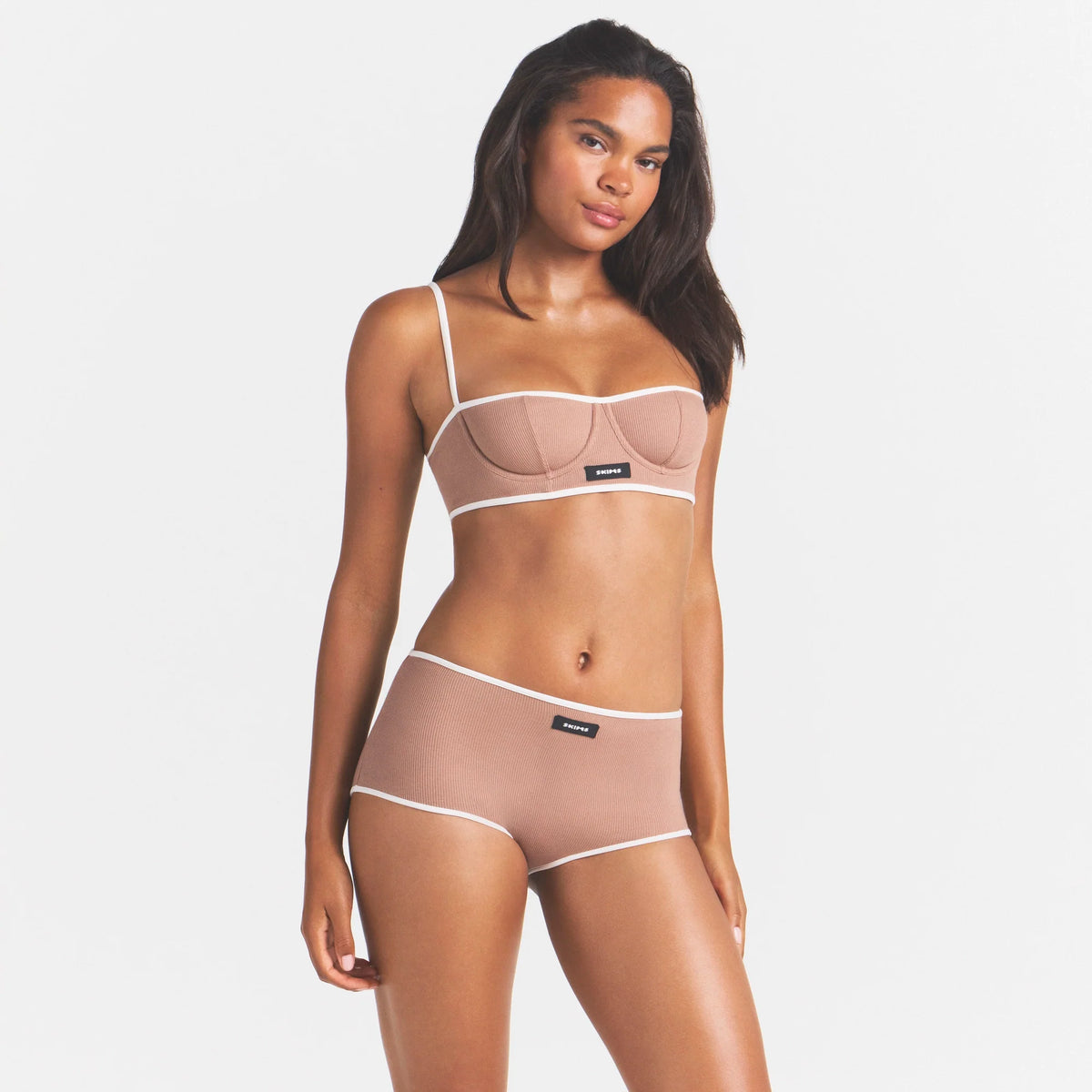 COTTON RIB BOY SHORT | SIENNA CONTRAST