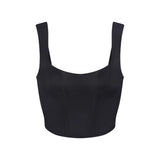NikeSKIMS SATIN SHINE PANELED SCOOP TANK | OBSIDIAN