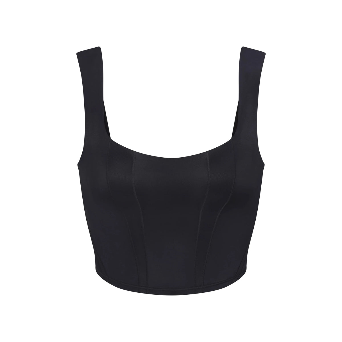 NikeSKIMS SATIN SHINE PANELED SCOOP TANK | OBSIDIAN