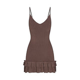 SHEER KNIT RUFFLE DRESS | AMETHYST