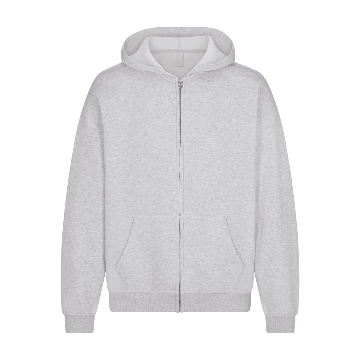 FLEECE LOUNGE MENS RELAXED ZIP UP HOODIE | LIGHT HEATHER GREY