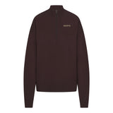 COTTON FLEECE MOCK NECK QUARTER ZIP WITH EMBOSSED LOGO | ESPRESSO