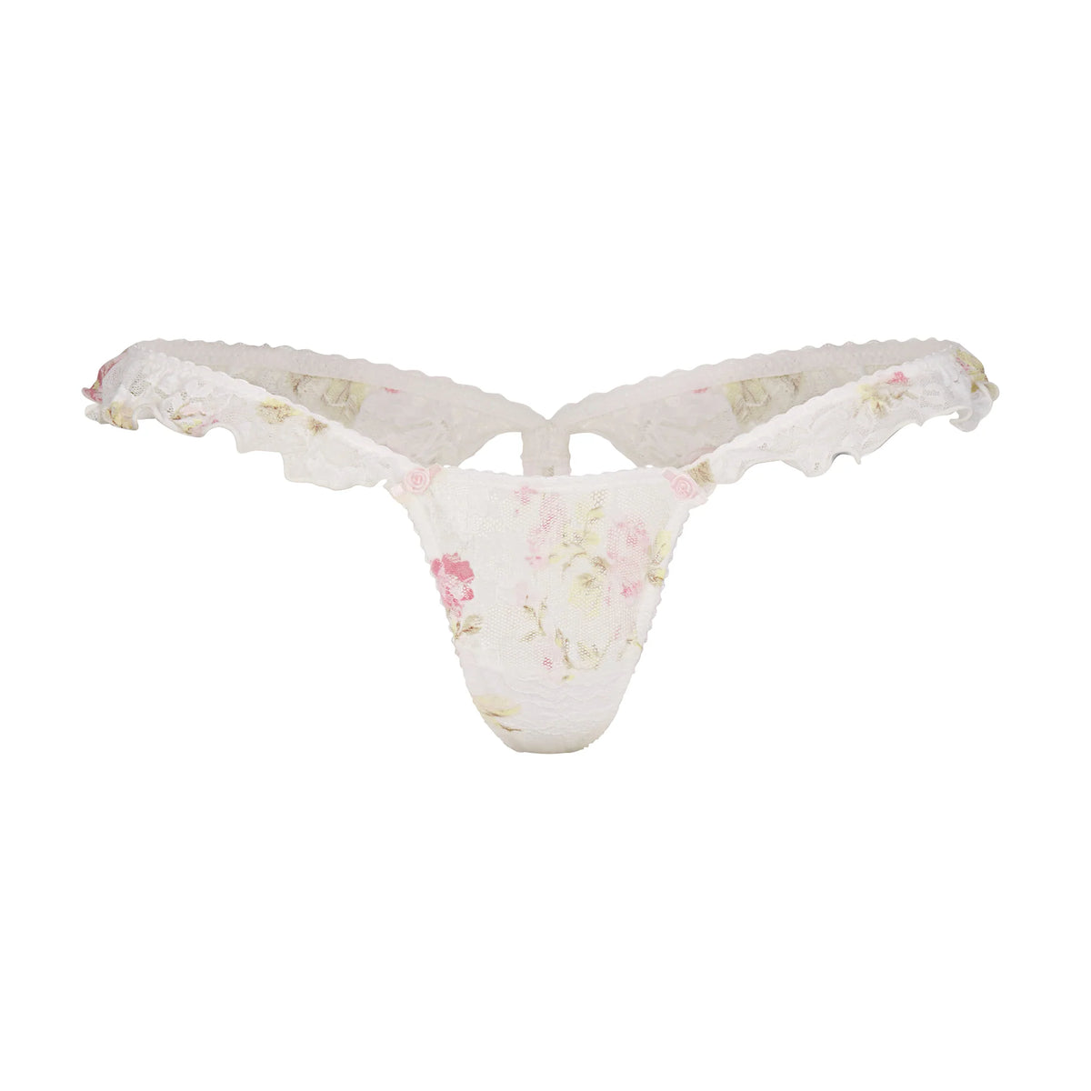 STRETCH LACE BUTTERFLY THONG | SNOW VINTAGE FLORAL PRINT