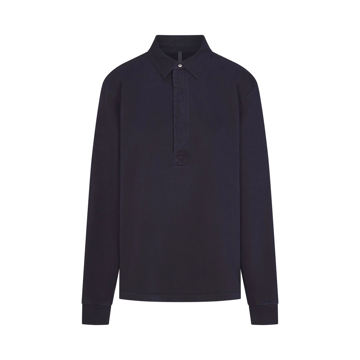 BOYFRIEND FLEECE OVERSIZED POLO  | BLUE BLACK