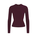 COTTON JERSEY LONG SLEEVE T-SHIRT | CURRANT