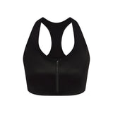 NikeSKIMS SATIN SHINE RACERBACK ZIP FRONT BRA | OBSIDIAN