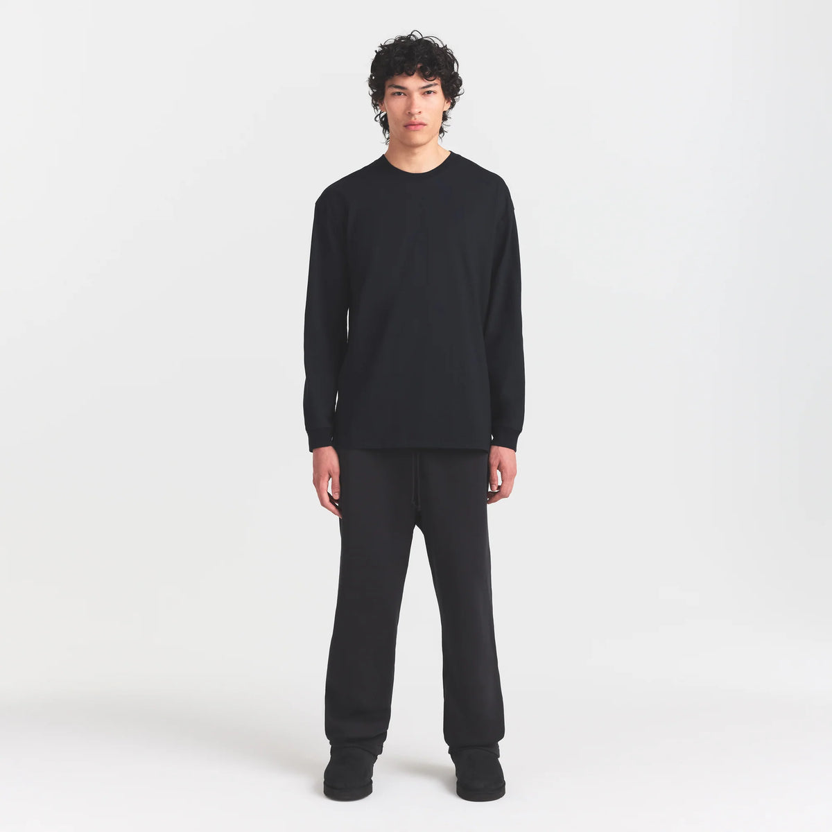 HEAVYWEIGHT COTTON MENS RELAXED LONG SLEEVE T-SHIRT | OBSIDIAN