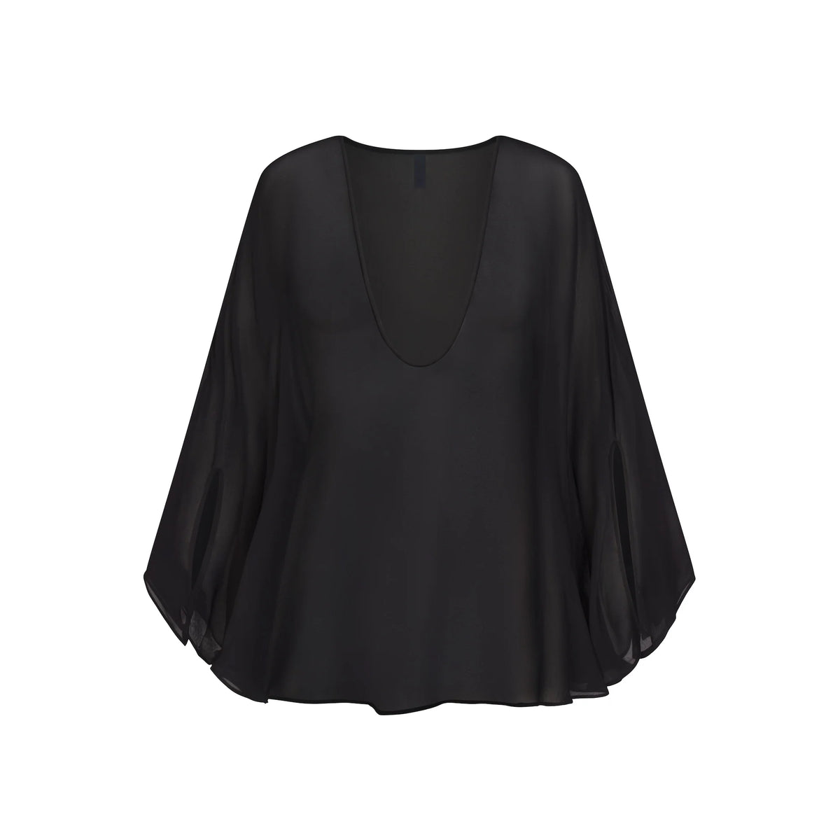 SWIM COVER-UPS SHEER MINI KAFTAN | OBSIDIAN