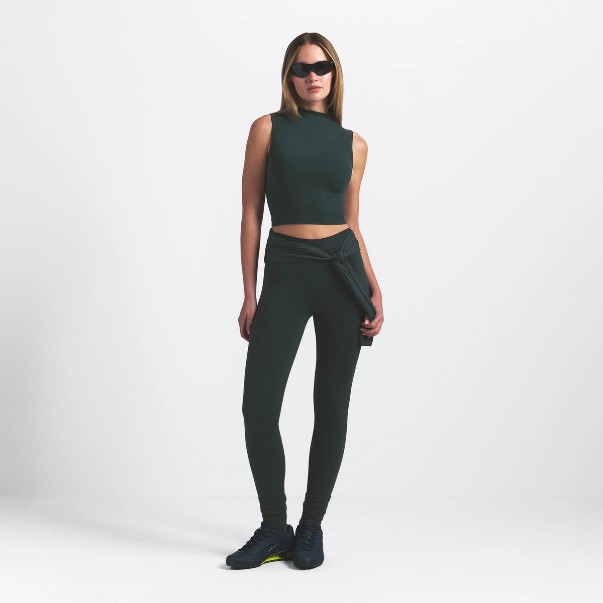 NikeSKIMS VINTAGE SEAMLESS MOCK NECK BRA TOP | DARK TEAL
