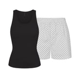 COTTON POPLIN BOXER SLEEP SET | ONYX DOT