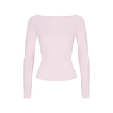 COTTON JERSEY LONG SLEEVE BOATNECK TOP | CHERRY BLOSSOM
