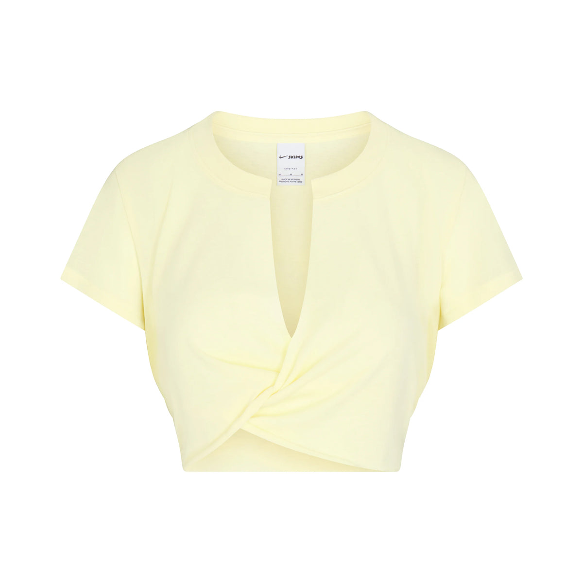 NikeSKIMS PERFORMANCE COTTON BLEND SHORT SLEEVE V-NECK CROP TOP | BICYCLE YELLOW