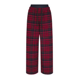 OUTDOOR FLANNEL OVERSIZED DOUBLE WAISTBAND PANT | MERLOT CABIN PLAID