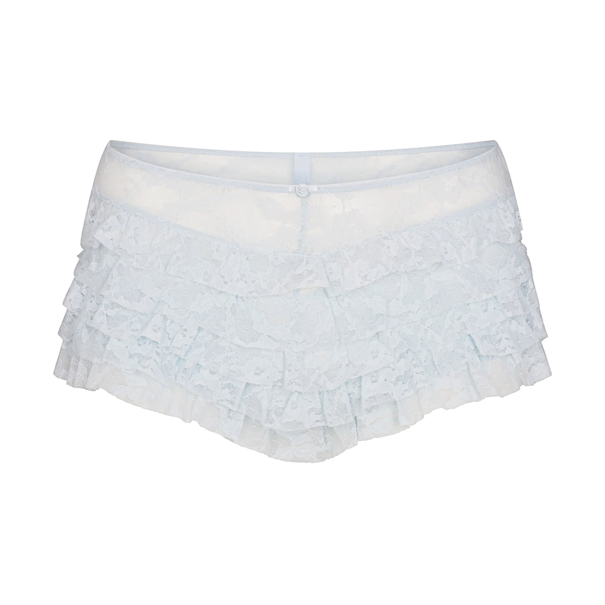 STRETCH LACE RUFFLE SHORT | POWDER BLUE