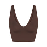 NikeSKIMS MATTE V-NECK BRA TOP | DARK SEPIA