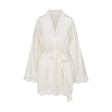 WOVEN SHINE LACE ROBE | IVORY