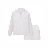 COTTON POPLIN SLEEP LONG SLEEVE AND BOXER SET | SNOW CONTRAST