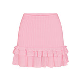 SHEER KNIT RUFFLE MINI SKIRT | PEONY