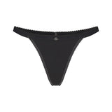 LIGHTWEIGHT COTTON LOGO PICOT THONG | SOOT