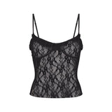 STRETCH LACE RUFFLE CAMI | SOOT