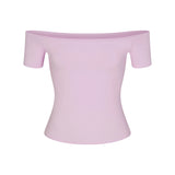 COTTON JERSEY OFF THE SHOULDER TOP | SUGAR PLUM