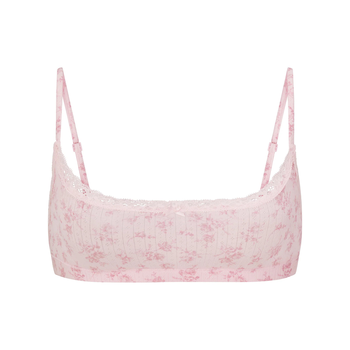 LIGHTWEIGHT COTTON POINTELLE SCOOP BRALETTE | BLOOM DAINTY FLORAL