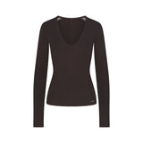 ESSENTIAL KNIT LONG SLEEVE V NECK | ESPRESSO