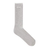 SKIMS SOCKS RIBBED CREW LOGO SOCK | LIGHT HEATHER GREY AND SNOW