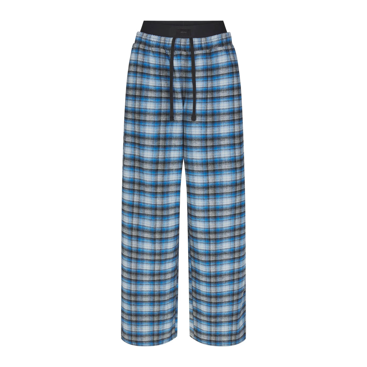 OUTDOOR FLANNEL OVERSIZED DOUBLE WAISTBAND PANT | AZURE PLAID
