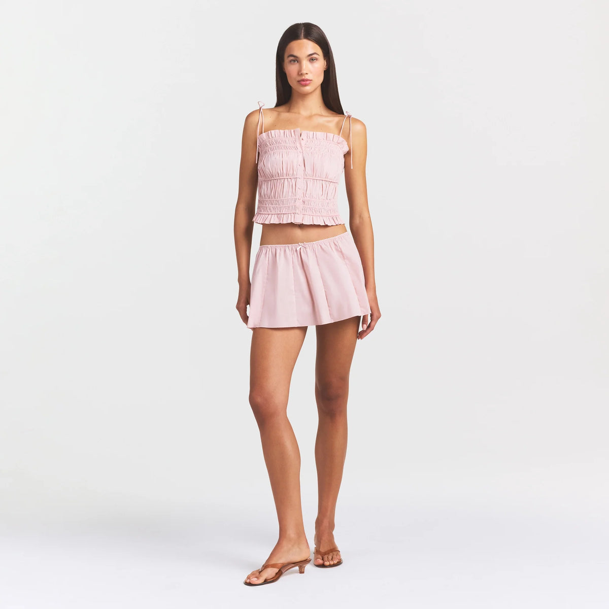 POPLIN APPAREL MINI SKIRT | DUSTY PINK