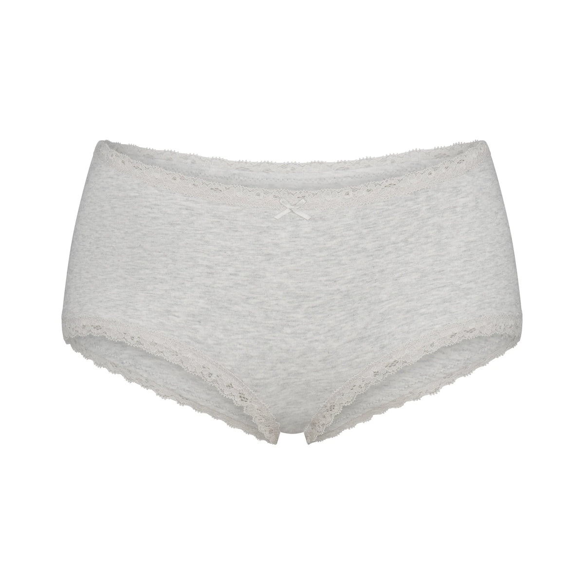 LIGHTWEIGHT COTTON POINTELLE LACE BOY SHORT | LIGHT HEATHER GREY
