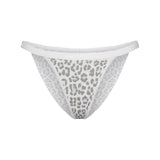 LIGHTWEIGHT COTTON LOGO PICOT STRING BIKINI | SNOW LEOPARD PRINT