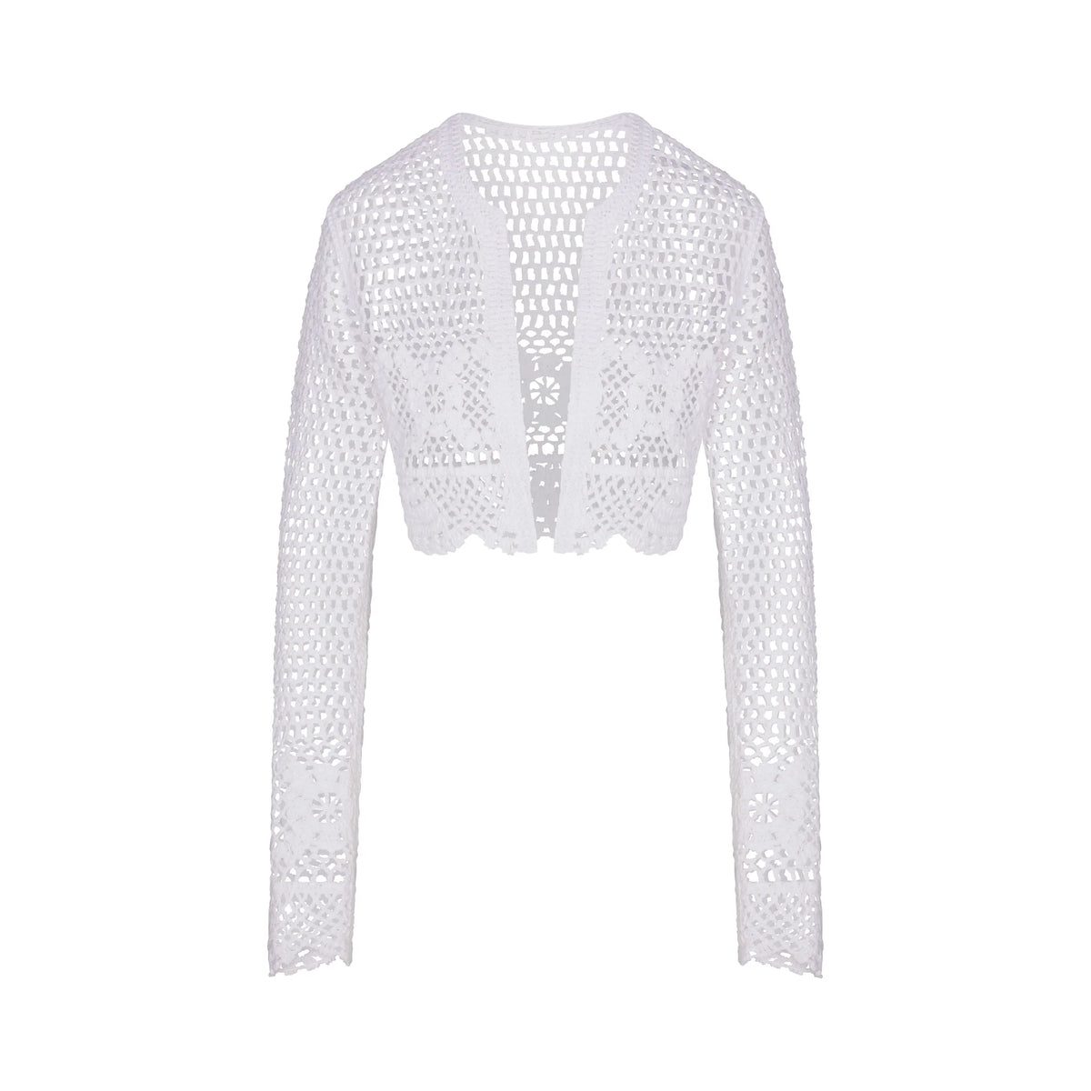 SWIM COVER-UPS CROCHET CROPPED CARDIGAN | SNOW