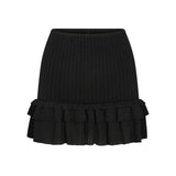 SHEER KNIT RUFFLE MINI SKIRT | ONYX