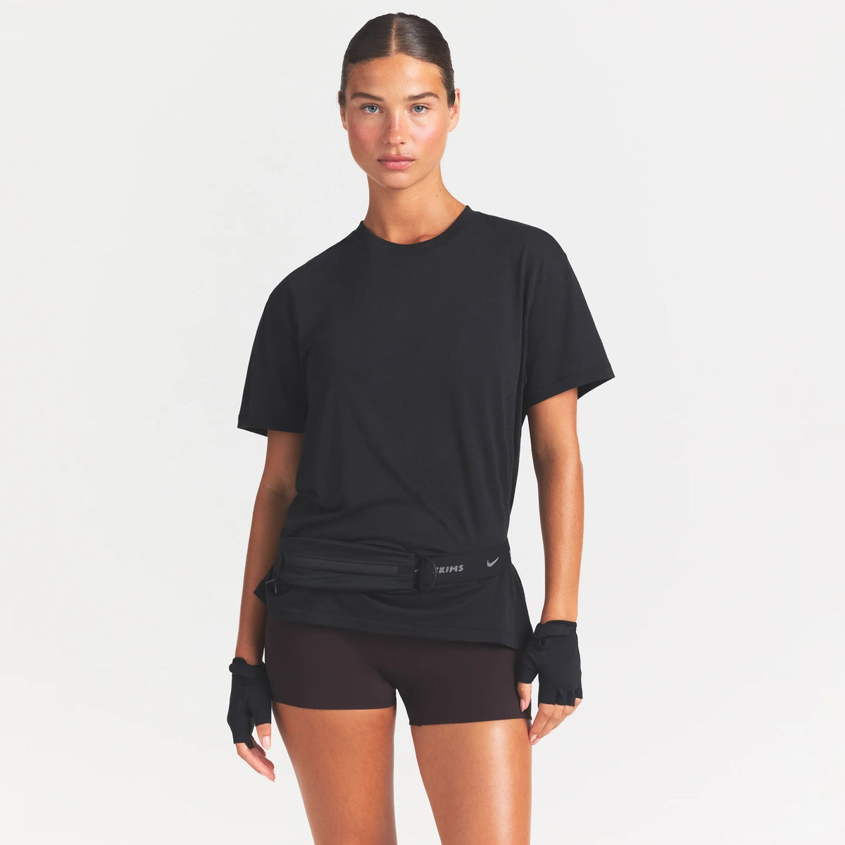 NikeSKIMS PERFORMANCE COTTON BLEND OVERSIZED SHORT SLEEVE TOP | OBSIDIAN