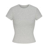 COTTON RIB T-SHIRT | LIGHT HEATHER GREY