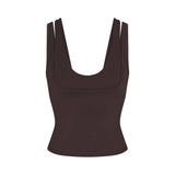 NikeSKIMS MATTE DOUBLE STRAP SCOOP TANK | DARK SEPIA