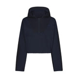 WOVEN COTTON HALF ZIP PULLOVER | NAVY