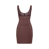 POWER MESH SHAPEWEAR OPEN BUST SLIP DRESS | COCOA
