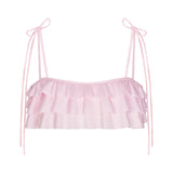 SATIN SWIM RUFFLE BIKINI TOP | CHERRY BLOSSOM